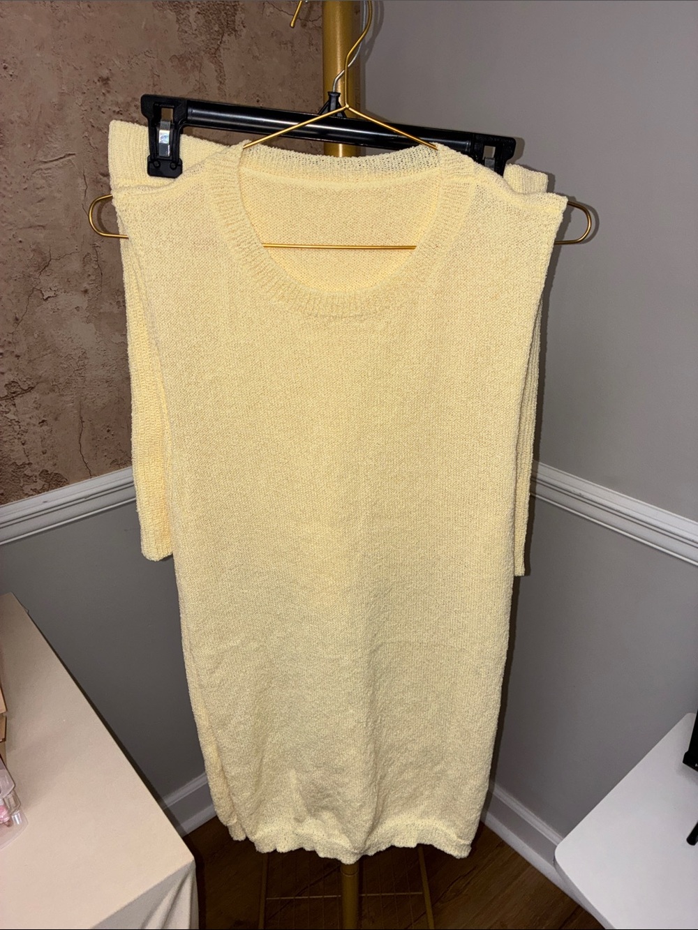 Classic Yellow Women's Knit Sweater Short Set